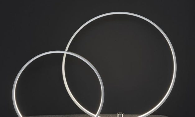 FURBO Bordlampe, LED, mat nikkel, med lysdæmper