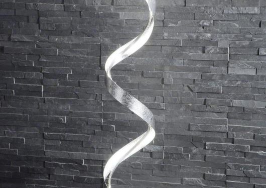 FURBO Gulvlampe, LED, mat nikkel, snoet design