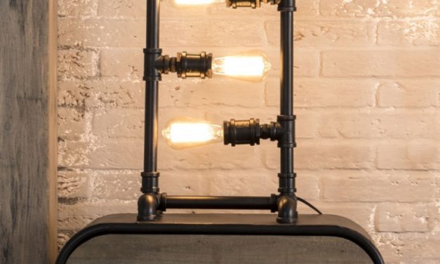 FURBO Bordlampe, industrielt design, sort metal