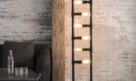 FURBO Gulvlampe, industri design, sort metal