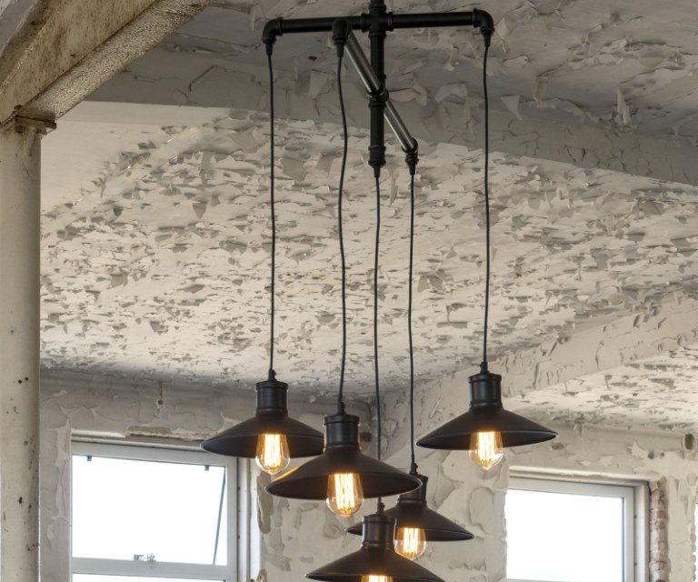 FURBO Loftslampe, industriel design, sort metal