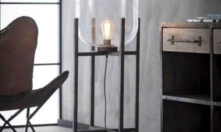 FURBO Gulvlampe, sølv finish og glaskuppel