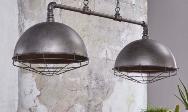 FURBO Loftslampe, antik sølv finish, 2 lamper