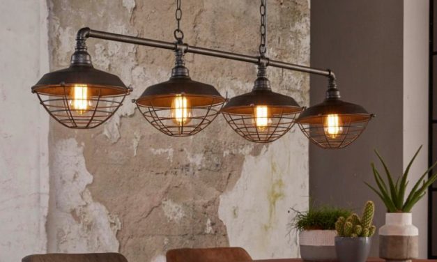 FURBO Loftslampe, antik sølv finish, 4 lamper