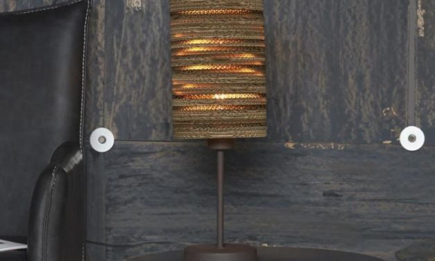 FURBO Bordlampe, metal, brun skærm