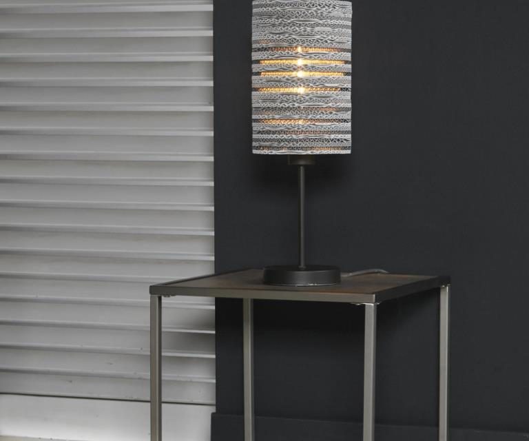 FURBO Bordlampe, metal, hvid skærm