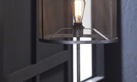 FURBO Bordlampe, industriel design, gammel sølv finish