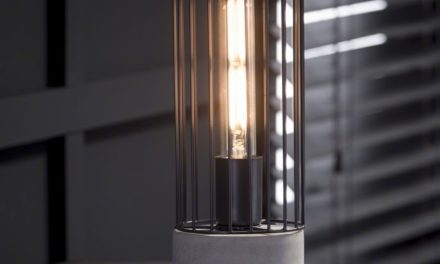 FURBO Bordlampe, cylinder formet metal og beton fod