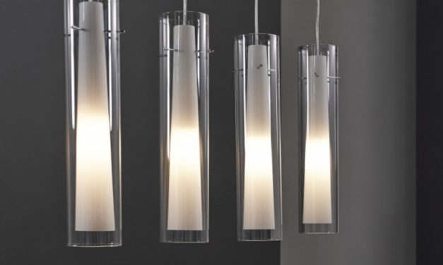 FURBO Loftslampe, glas, mat nikkel