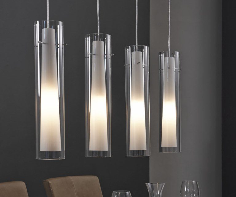 FURBO Loftslampe, glas, mat nikkel