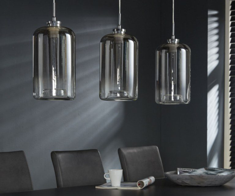 FURBO Loftslampe, glas, krom