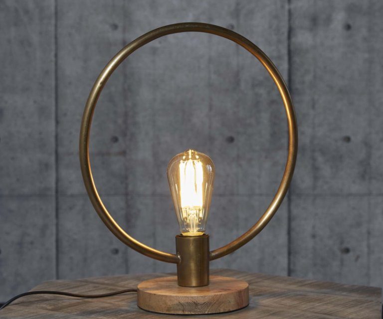FURBO Bordlampe, antik bronze, træfod