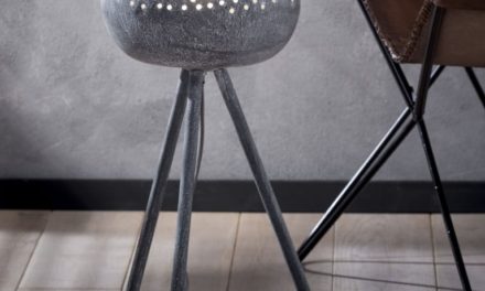 FURBO Bordlampe, trefod, patineret grå metal