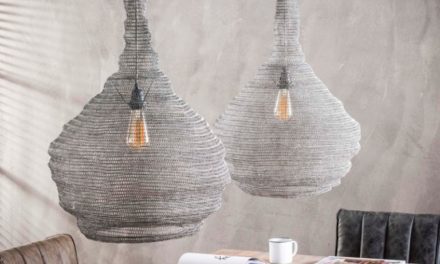 FURBO Loftslamper, vævet gråt metal, tragtform