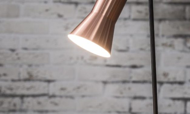 FURBO Bordlampe, sort metal, kobber skærm