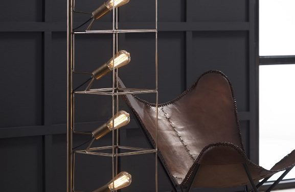 FURBO Kubistisk gulvlampe, antik bronze