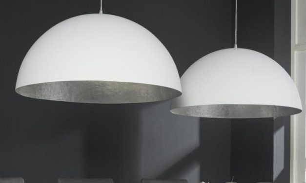 FURBO Loftslampe, 2 x ø 70 cm, hvid og antik sølv