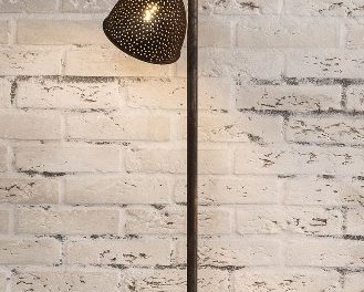 FURBO Gulvlampe, patineret brunt jern, 174 cm