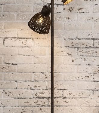 FURBO Gulvlampe, patineret brunt jern, 174 cm