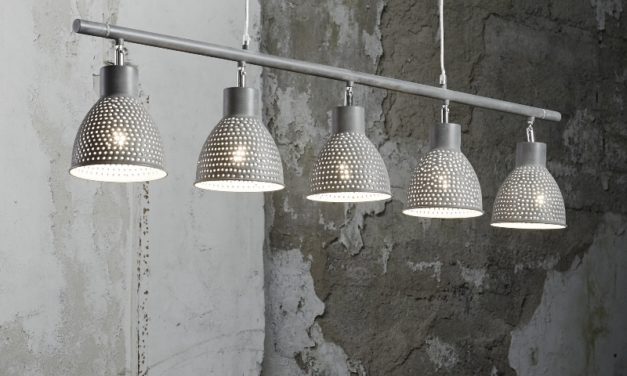 FURBO Loftslampe, patineret gråt jern, 5 lamper