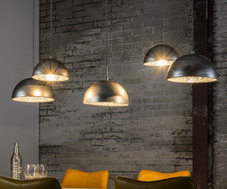 Furbo Loftlampe med fem lamper i flot patineret sølv finish