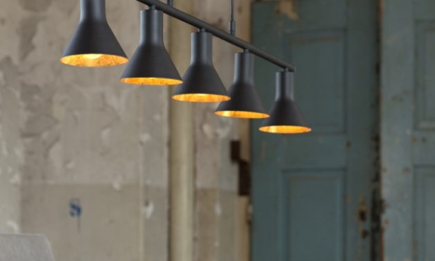 FURBO Loftslampe, sort-guld finish, 5 lamper