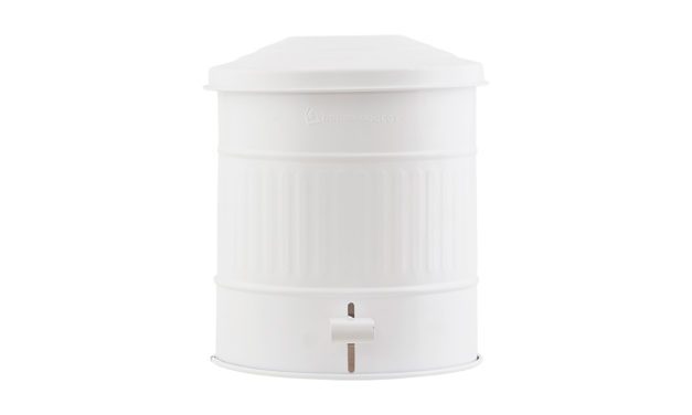 Pæn toilet spand med låg i hvid galvaniseret stål fra det kendte mærke House Doctor