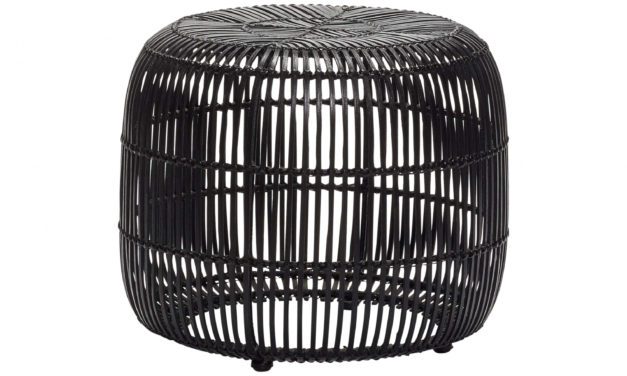 H&Uuml;BSCH skammel, rund, sort rattan