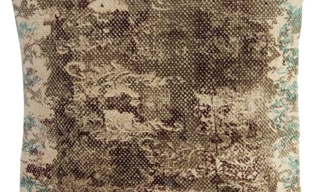 TRADEMARK LIVING Pude med etnisk mønster – olivenbrun/blå