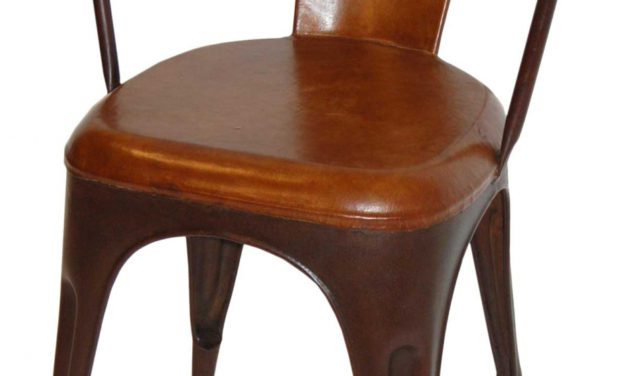 TRADEMARK LIVING Living Spisebordsstol – læder og antikrust stel