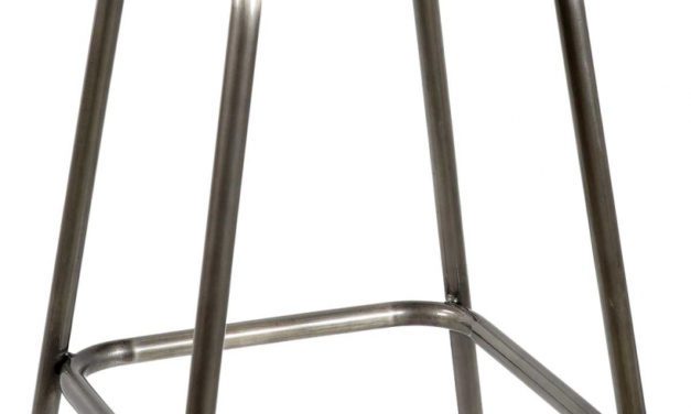 TRADEMARK LIVING Barstol m. brunt læder og jernstel m. klar lak