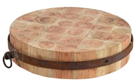 TRADEMARK LIVING Rundt skærebræt i træ – stort og rustikt