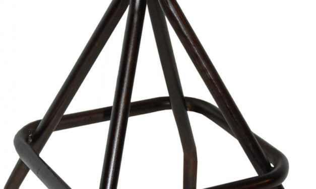 TRADEMARK LIVING Rustik høj skammel med lædersæde