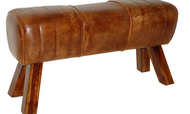 TRADEMARK LIVING Cool læderpuf i antikbrun