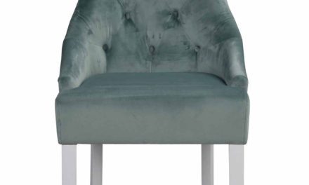 Stella spisebordsstol – aquafarvet stof/hvidt massivt lærketræ