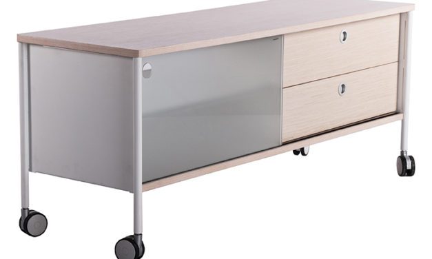 Alessi TV-bord med hjul, Hvid, Natur
