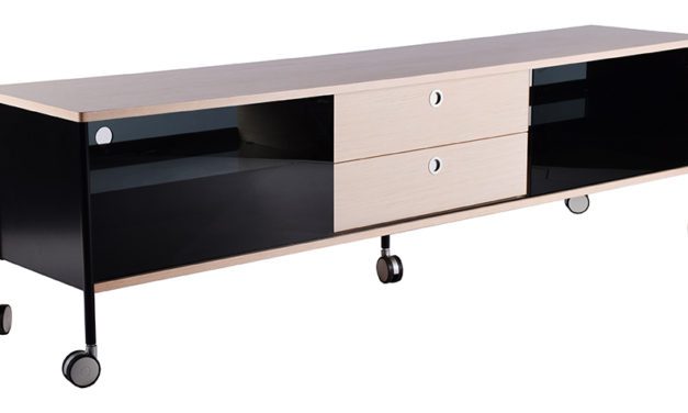 Alessi bred TV-bord med hjul, hvid, natur