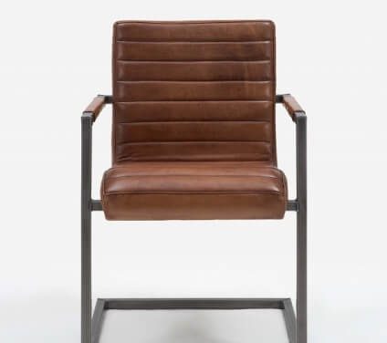 Sabina spisebordsstol med Armlæn, Ægte læder