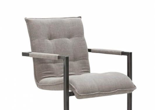 Sabina Spisebordsstol med Armlæn, Grå Stof