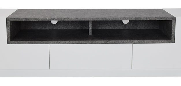 Yvette TV-bord – hvid med hylder i marmorlook