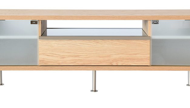 Frank TV-bord med skuffe og glashylde – natur