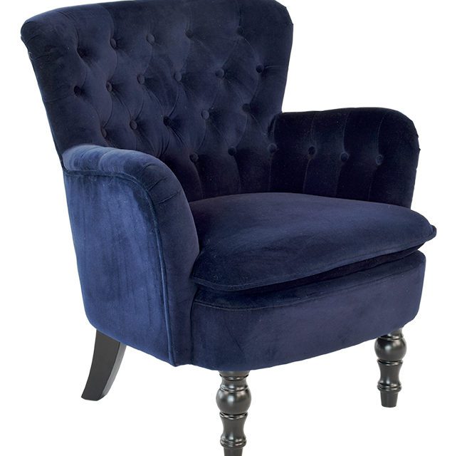 Amy velour lænestol, Blå