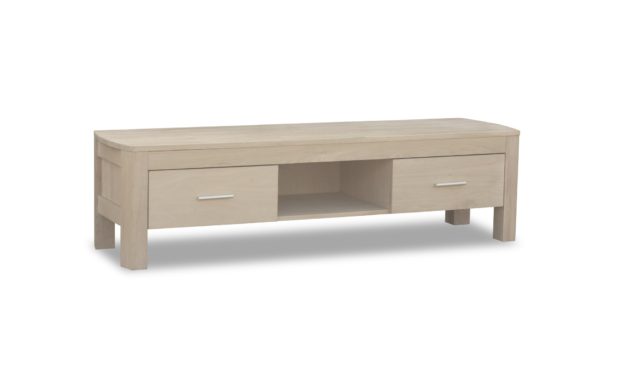 Paris TV-bord i hvidolieret egetræ m. to skuffer