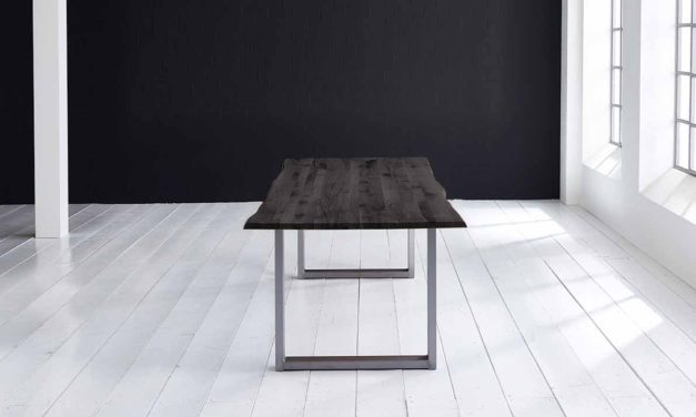 Concept 4 You Plankebord – Barkkant Eg med Manhattan ben, m. udtræk 3 cm 260 x 100 cm 07 = mocca black