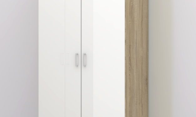 Space garderobeskab eg/hvid 2 låger 3 skuffer