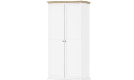Paris garderobeskab 2 låger + bøjlestang – hvid/eg