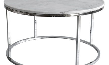 Accent marmor Sofabord, Ø85, krom