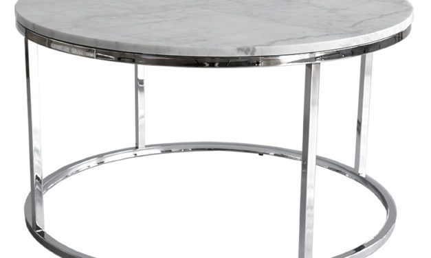 Accent marmor Sofabord, Ø85, krom