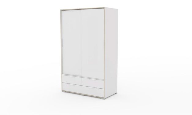 Line Garderobeskab i hvid og eg struktur