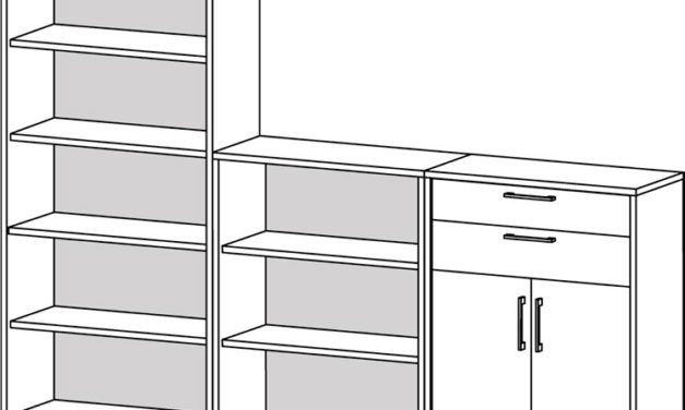 Prima reolsystem m. åbne hylder, 2 skuffer, 2 låger – Hvid